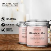 Majestic Pure Himalayan Clay Mud Mask for Face and Body - Exfoliating and Facial Acne Fighting Mask - Reduces Appearance of Pores, 10 oz