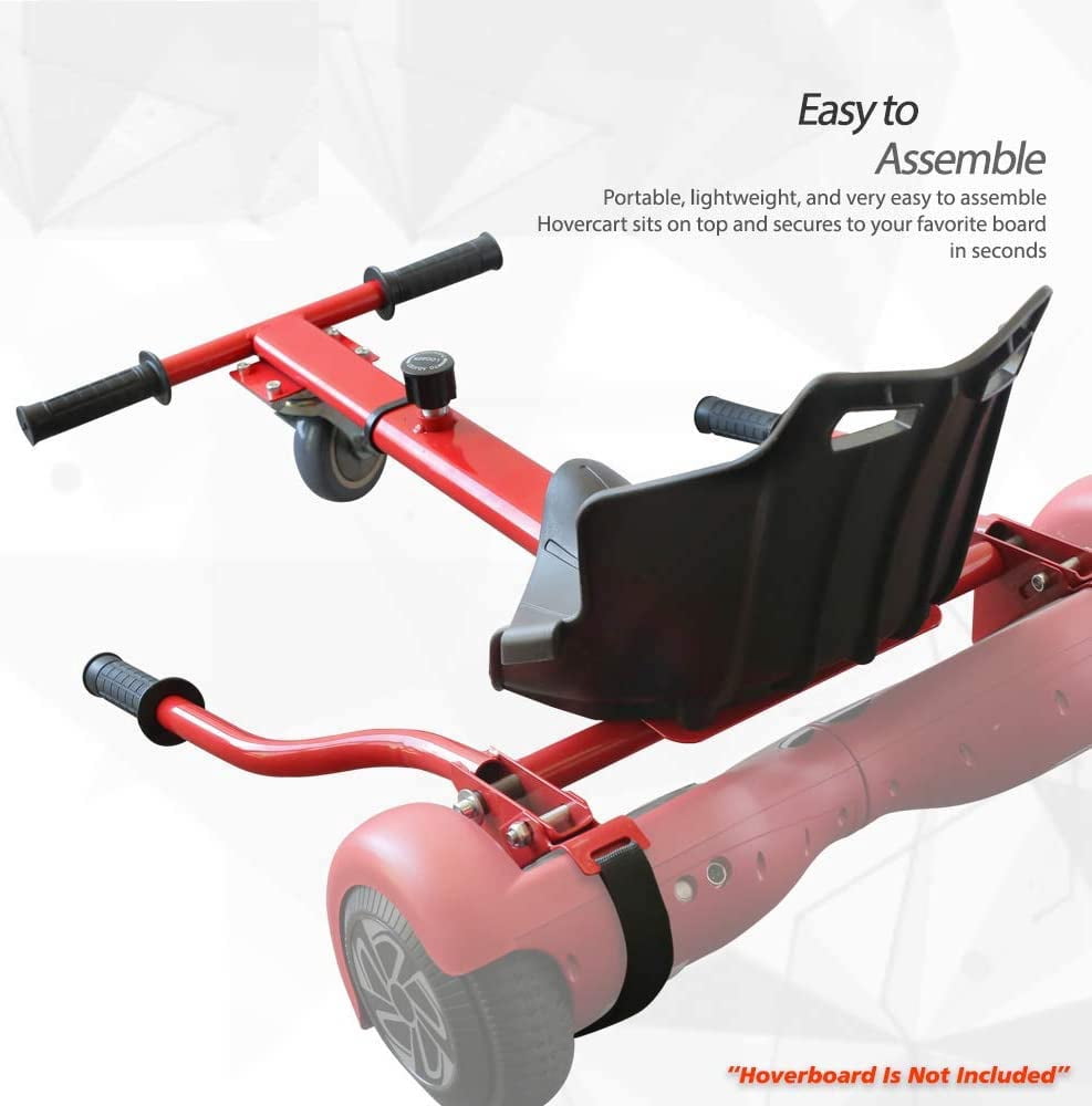 Hover Kart Go Kart Adjustable Seat Attachment for 6.5" Hover-Board Buggy - Red
