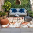 thumbnail image 2 of Fall White Pumpkin Outdoor Rug for Patio/Deck/Porch, Non-Slip Large Area Rug 6 x 9 Ft, Thanksgiving Orange Floral Leaves Indoor Outdoor Rugs Washable Area Rugs, Reversible Camping Rug Carpet Runner, 2 of 8