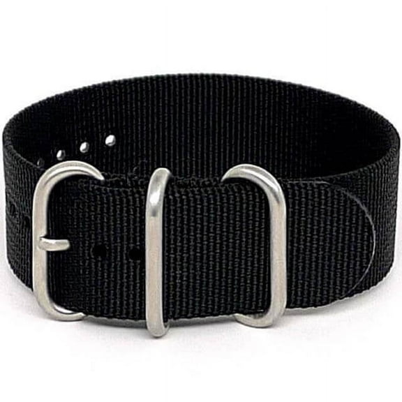Da Luca Ballistic Nylon Military 1 Piece Watch Strap - Black (Matte Buckle) : 22mm