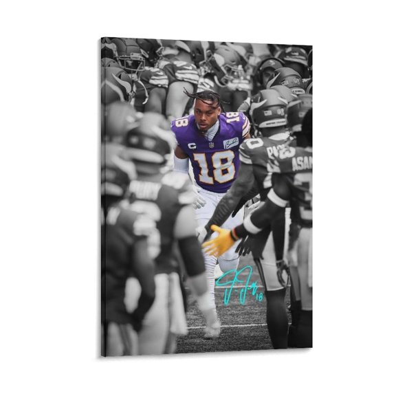 Justin Jefferson American Football Canvas Wall Art Posters For Room Aesthetic And Decor 31 Poster For Bedroom Bathroom Living Room Office Kitchen Decor
