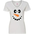 thumbnail image 3 of Inktastic Cute Smiling Snowman Face with Carrot Nose Women's V-Neck T-Shirt, 3 of 5