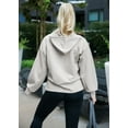 thumbnail image 4 of Womens Half Zip Hoodies Oversized Casual Long Sleeve Zip Up Sweatshirts Workout Pullover Sweaters, Grey, Medium, 4 of 6