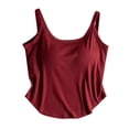 thumbnail image 3 of Tank Tops for Women Built In Bra , Work Out Tops Gym for Women , Tank Top With/ Built In Bra Solid Color Summer Chest Pad Bra Integrated Sports Inner Wear Outer Wear Sleeveless Top, 3 of 7