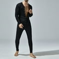 thumbnail image 4 of Tao Tao Men's Cotton Thermal Underwear Union Suits Henley Onesies Base Layer Black XL, 4 of 7