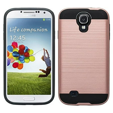 Galaxy S4 Case, Slim Hybrid Dual Layered [Shock Resistant] Case Cover for Samsung Galaxy S4 - Brush Rose