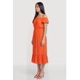 thumbnail image 2 of Women's Ruffle Hem Off The Shoulder Midi Dress with Faux Buttons, 2 of 3