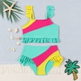 thumbnail image 7 of CAICJ98 Toddler Girl Swimsuit Summer 2 Piece Little Girls Bathing Suit Beach Girls' Color Block Bikini Swimwear (4-5 Years,Green), 7 of 7