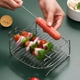 thumbnail image 4 of Barbecue Skewer Kabob Rack For Shish Kebab Skewers-Stainless Steel Compatible with Wood Round Steel Flat or Bamboo Skewers Universal Holder for Grill BBQ Grilling Accessories, 4 of 6