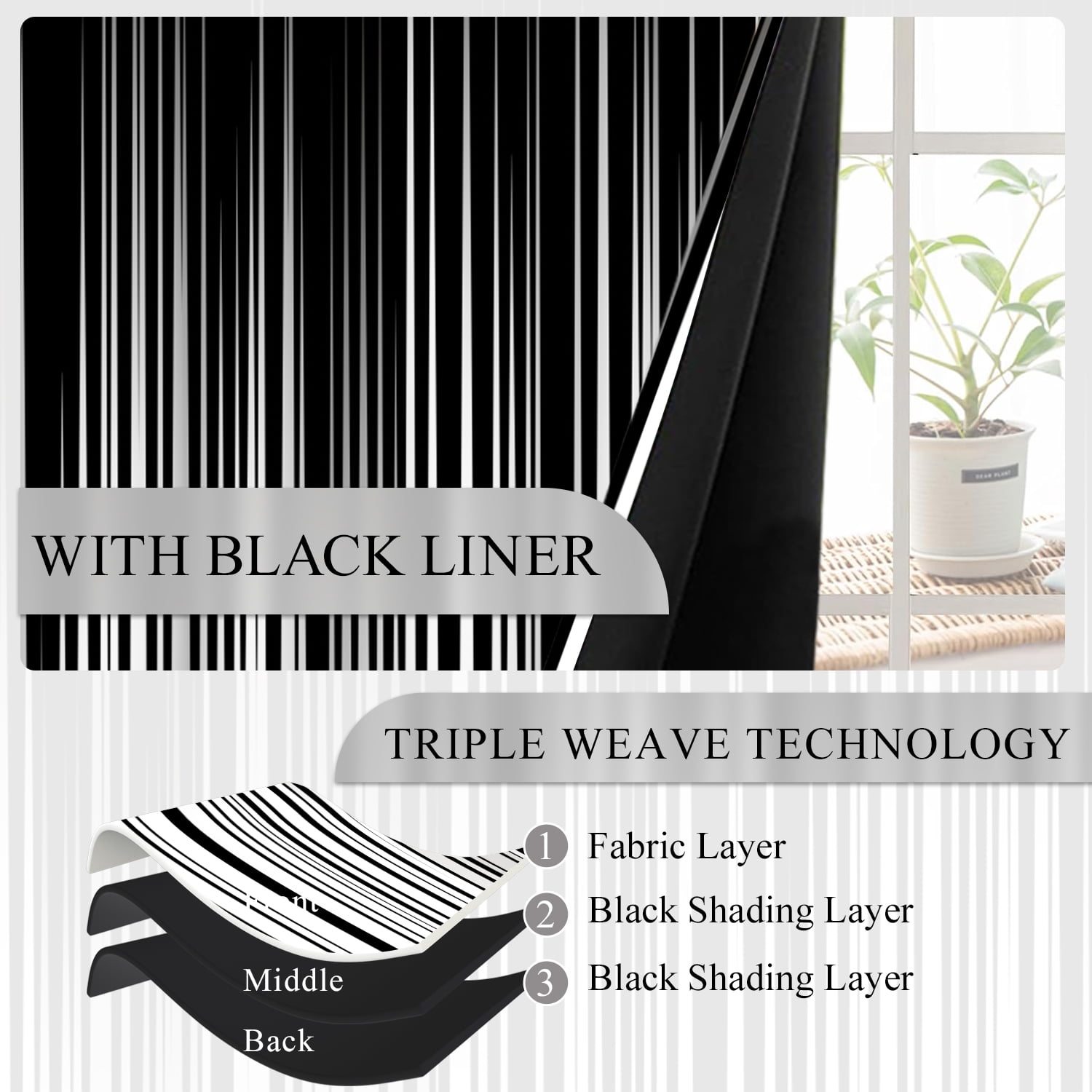 2 Panels Black Gray Abstract Blackout Curtains for Bedroom,Modern Grommet Window Drapes for Living Room,52x84 Inch