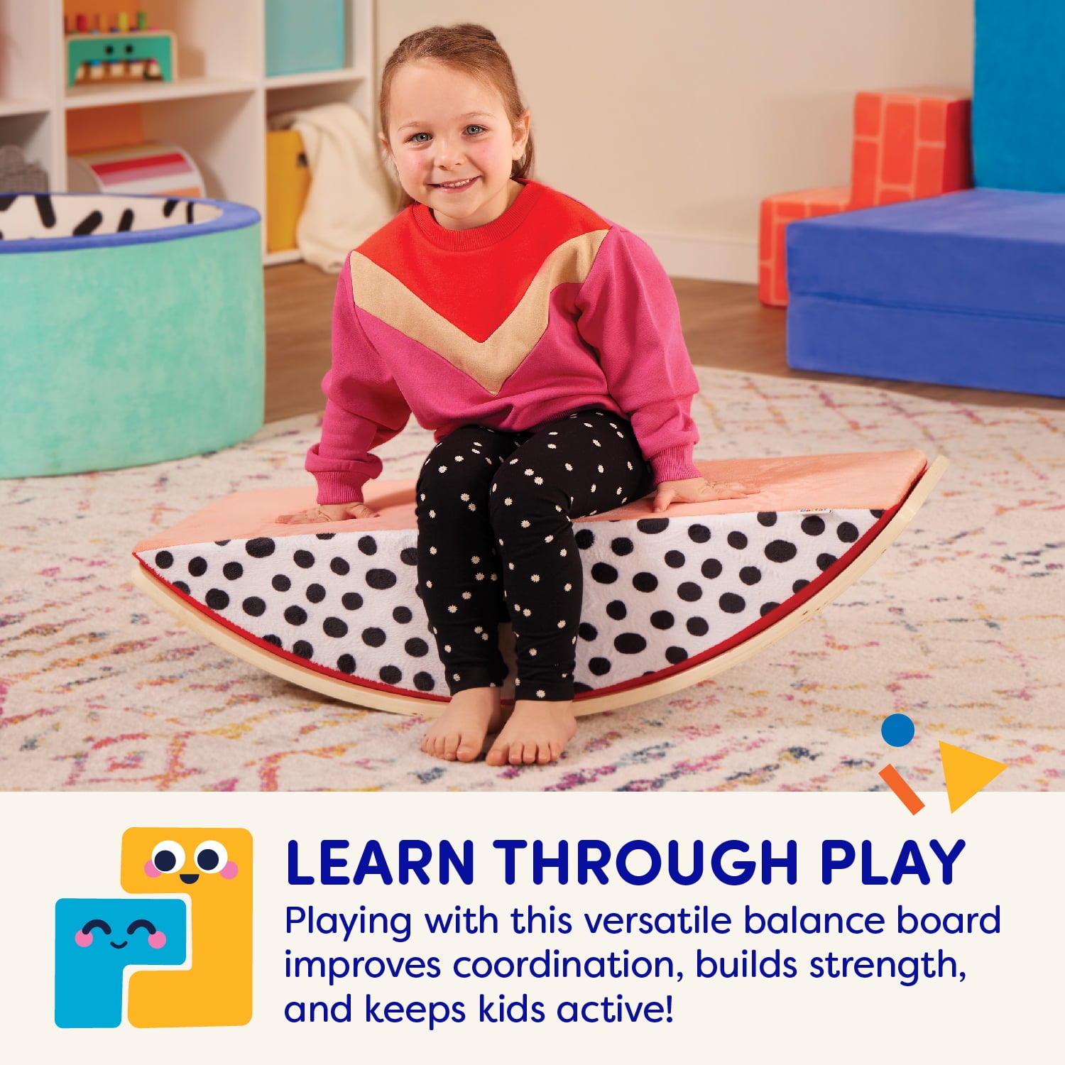 Battat Rock & Balance Wooden Board with Foam SemiCircle New, Toddler and Preschool Toys  (图5)