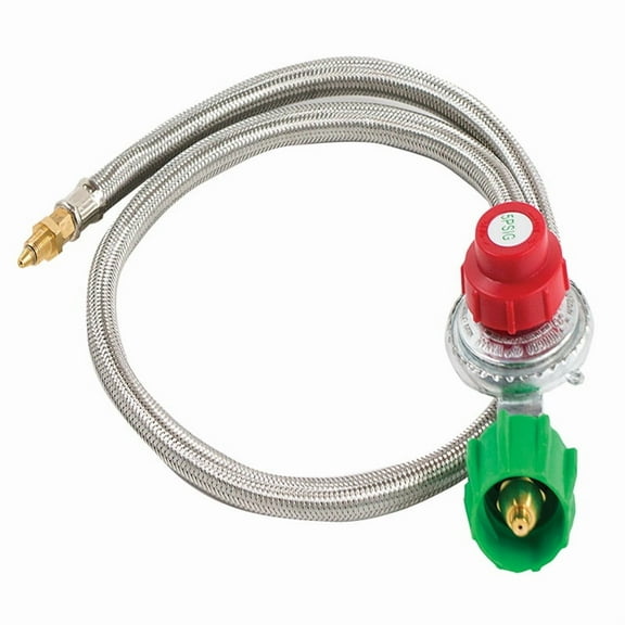 Bayou Classic Hose and Regulator - 1/8 in Connection, 36 in L, Stainless Steel, Adjustable
