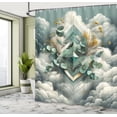 thumbnail image 4 of Ambesonne Eucalyptus Leaves Shower Curtain, Rhombus Clouds, 69"Wx75"L, Grey Teal Earth Yellow, 4 of 4
