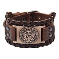 thumbnail image 3 of Pulsera de Cuero Vikinga Yggdrasil Árbol de la Vida, Paz y Armonia, ajustable para Hombre Mujer Novio Pareja Enamorado. Amuleto Nórdico - Cafe MADIOLA Vikingo Yggdrasil, 3 of 6