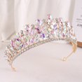 thumbnail image 4 of Nvzi Tiara de boda para novia, diadema de princesa, corona nupcial, joyería para el cabello con diamantes de imitación de cristal, decoración para cumpleaños, fiesta de disfraces (AB), 4 of 5