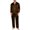 Brown, variant on Men's Satin Pajama Set, Solid Color Button Down Long Sleeve Top and Pants with Pockets, Comfortable Lounge Wear Set for Home, Sleep and Relaxation-Coffee
