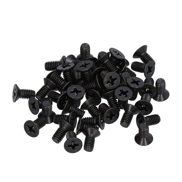 M Buder Tornillos de Cabeza Avellanada Cruzada M4x8 Acero A2-70 Galvanizado Negro 50 Piezas