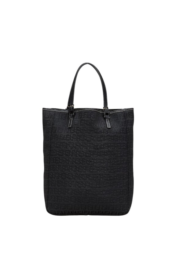 Pre-Owned Fendi Zucchino Handbag 8BH006 Black Canvas Leather Women's FENDI