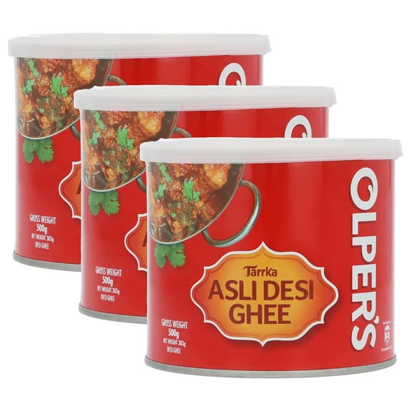 Olper's Tarrka Asli Desi Ghee 500g (17.63 Oz) | Pack of 3 | Authentic Clarified Butter | Ideal for Sautéing, Roasting, Baking and Curries