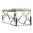 thumbnail image 3 of Cortesi Home Kora Long Contemporary Metal Bench Ottoman in Grey Velvet, 43x17x18, 3 of 4