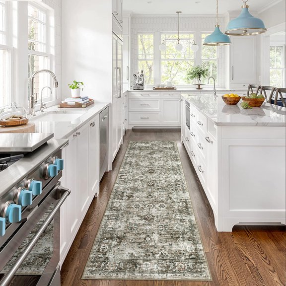 HOMERRY Floral Print Runner 2' x 6' for Hallway Modern Washable Throw Rugs for Kitchen Indoor Carpet, Brown