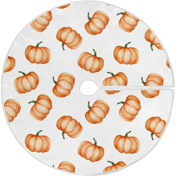 FMSHPON Thanksgiving Watercolor Pumpkins Xmas Christmas Tree Skirt Stand Mat for Holiday Party Decoration Indoor Outdoor 48 inches