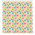 thumbnail image 3 of Flip Flop Shower Curtain, Beach Vacation Elements Sunglasses Camera Snorkeling Mask Seashell and Flipper, Fabric Bathroom Set with Hooks, 69W X 75L Inches Long, Multicolor, by Ambesonne, 3 of 3