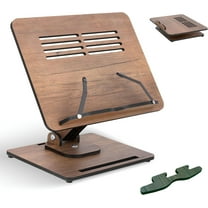 Vigo Wood Book Stand for Reading 360° Adjustable, Wooden Laptop Stand, Cookbooks Holder, Music Scores, Featuring Multi-Height Angles and Foldable Design with Page Clips