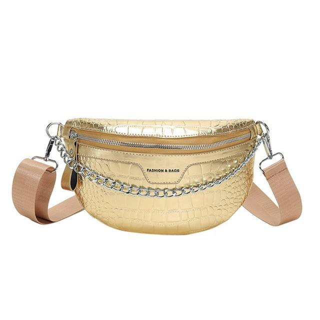 Alligator Pattern Chest Bag Casual Thick Chain Lady Waist Bag for Work (Green)