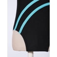 thumbnail image 6 of Sinleey Kids Girls Gymnastics Athletic Dance Bodysuit Sleeveless Cutout Back Leotard V-front Shorts Blue Green&Black 10, 6 of 7