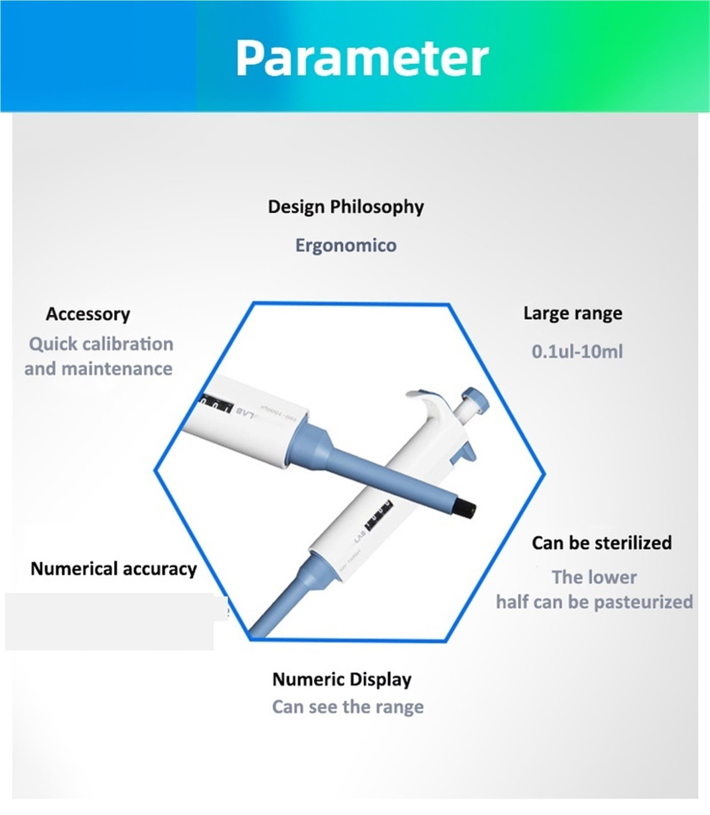 0.5-10ul Laboratory Pipette Single Channel Digital Display Adjustable Plastic Pipette Laboratory Equipment , High-Accurate