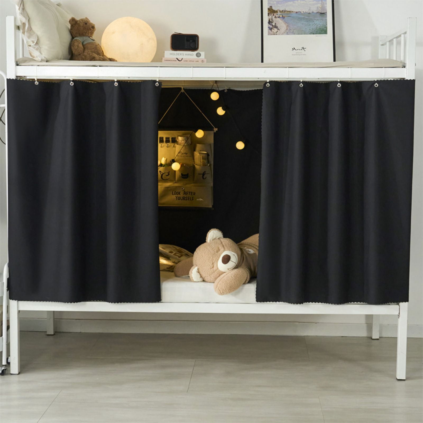 2 Panels Bottom Bunk Bed Curtains Privacy Curtains Breathable Dustproof Bed Blackout Curtains Privacy Cloth Panels Underbed Loft Bed Canopy Tent Curtain Shading Drapes for Dorm