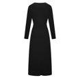 thumbnail image 5 of Aueoeo Plus size dresses for wedding guest, Fashion Women Sexy Casual Buttocks V-Neck Solid Slimming Long Leeve Dress, 5 of 8
