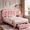 Pink, variant on HiJob Full Size LED Bed Frame for Girls/Kids with Storage Drawers, Velvet Upholstered Platform Bed with Adjustable Headboard, Built in Charging Station, Beige