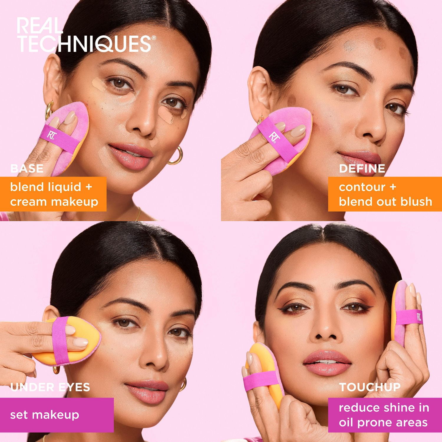 Real Techniques Miracle 2-1 Powder Puff Duo, 2 pieces