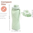 thumbnail image 2 of Collapsible Travel Water Bottle 20oz (600ml), BPA-Free, Foldable Silicone Lightweight Reusable Water Bottle with Leak-Proof Lid & Lanyard, Portable for Travel Cycling Gym Camping (Green), 2 of 9