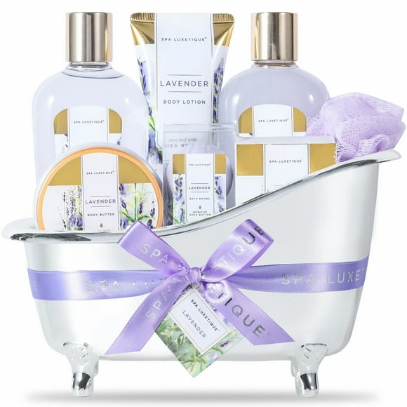 Spa Ensembles-cadeaux pour Femmes Cadeaux - 9 Pcs Paniers de Bain Lavande Détente, Kits de Soins du Corps Beauté Vacances Anniversaire Cadeaux