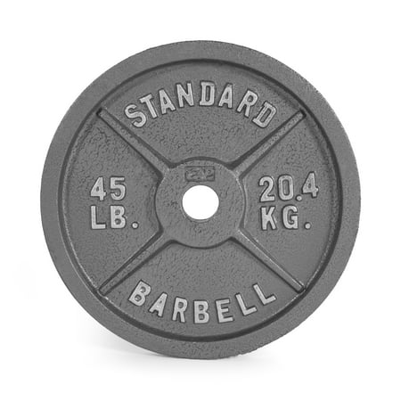 CAP Barbell Gray Olympic Cast Iron Plate, 45 lbs (Best Olympic Barbell For The Money)