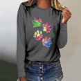 thumbnail image 2 of Women's Graphic Long Sleeve Tops Funny Print Crew Neck Casual Loose Sweatshirts Valentine Day Tee Gift to Ladies(Gray,XL), 2 of 5