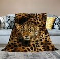 thumbnail image 2 of HENGT  3D Leopard Flannel Throw Blanket, 280 GSM Lightweight Cheetah Blanket for Couch Sofa Bed, Super Soft Cozy Warm Blankets, , Brown, 2 of 6