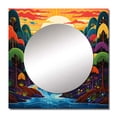 thumbnail image 2 of Designart "Grand Sundown Above Vibrantly Colored Fall Woodland Stream" Christianism Green Large Square Mirror - Square Bedroom Mirror Printed Wall Decor - Traditional Square Printed Wall Mirror Art, 2 of 5
