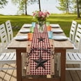 thumbnail image 4 of Table Runners 90 Inches Long Dress Scarves, Texas Star Farmhouse Farmhouse Coffee/Dining/Kitchen Table Runner for Living Room, Rustic Red Plaid Berry Wooden 13x90 Inch, 4 of 9