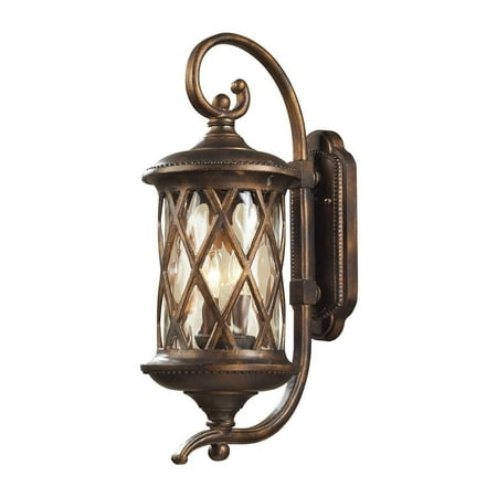 - New Product ELK Lighting The Barrington Gate 2 Light Outdoor Sconce In Hazlenut Bronze And Designer Water Glass 42031/2 Sold By VaasuHomes