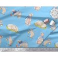 thumbnail image 2 of Soimoi Rayon Crepe Fabric Cycle,Rabbit & Bear Kids Print Fabric by the Yard 46 Inch Wide, 2 of 2