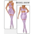 thumbnail image 5 of Aivtalk Womens Oil Glossy Skirts Metalic Shiny Liquid Bodycon Mini Bandage Skirt Tight Hip See Through Pencil Skirt Stretchy Seamless Smooth High Waist Slim Fit Nightclub Outfit Purple L, 5 of 6