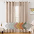 thumbnail image 1 of Cortinas Translúcidas de Lino Beige, 2 Paneles Texturizados Color Taupe, Cortinas Semi Translúcidas Estilo Granja, Cortinas de Privacidad para Ventana, 1 of 4