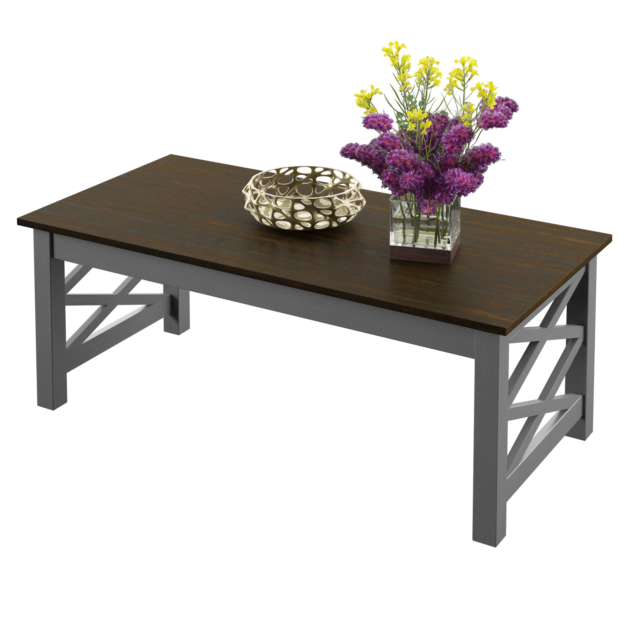 Twin Star Home Modern Farmhouse Coffee Table with Criss-Cross Details in Antique Gray - image 5 of 5