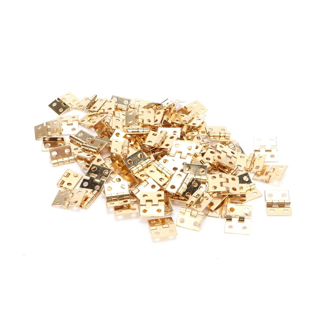 QIILU 100Pcs Mini Charnière Métal Rétro Petit Accessoire en Métal avec Vis pour Boîte à Bijoux Bricolage Jaune, Petite Charnière Rétro, Décoration Mini Charnière