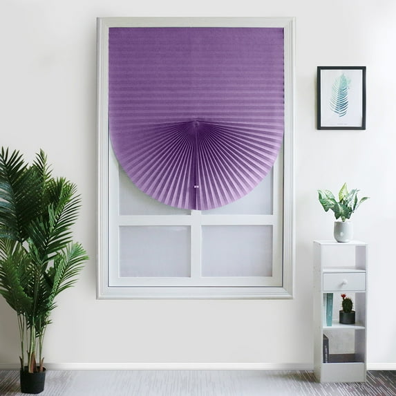 Yipa 2 Pack Cordless Pleated Light Blocking Pleated Blinds Non-Woven Window Shades Curtains, Self Adhesive, Easy to Cut and Install, Purple, 35" x 59"