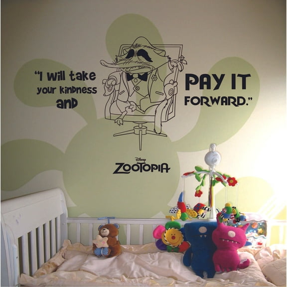 Kindess Pay It Forward Quote Zootopia Cartoon Quotes Wall Sticker Art Decal for Girls Boys Room Bedroom Nursery Kindergarten House Fun Home Decors Stickers Wall Art Vinyl Decoration Size (18x20 inch)